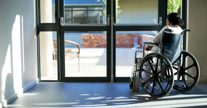 Elderly women in a wheelchair