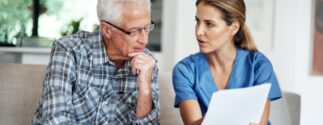 A nurse asks an older man elder nurse assessment questions